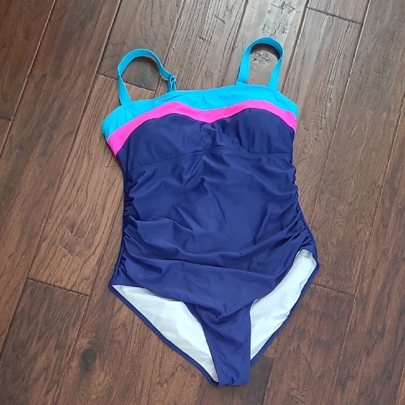 EoMenie Navy Blue with Pink & Teal Swimsuit size XL - Picture 1 of 6